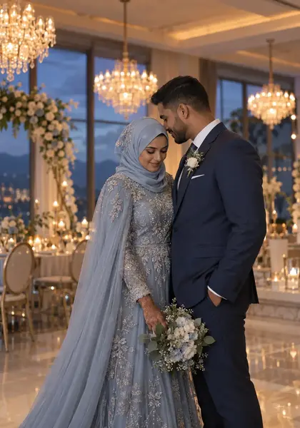 Dusty Blue Elegance invitation for Safiyyah & Yusuf