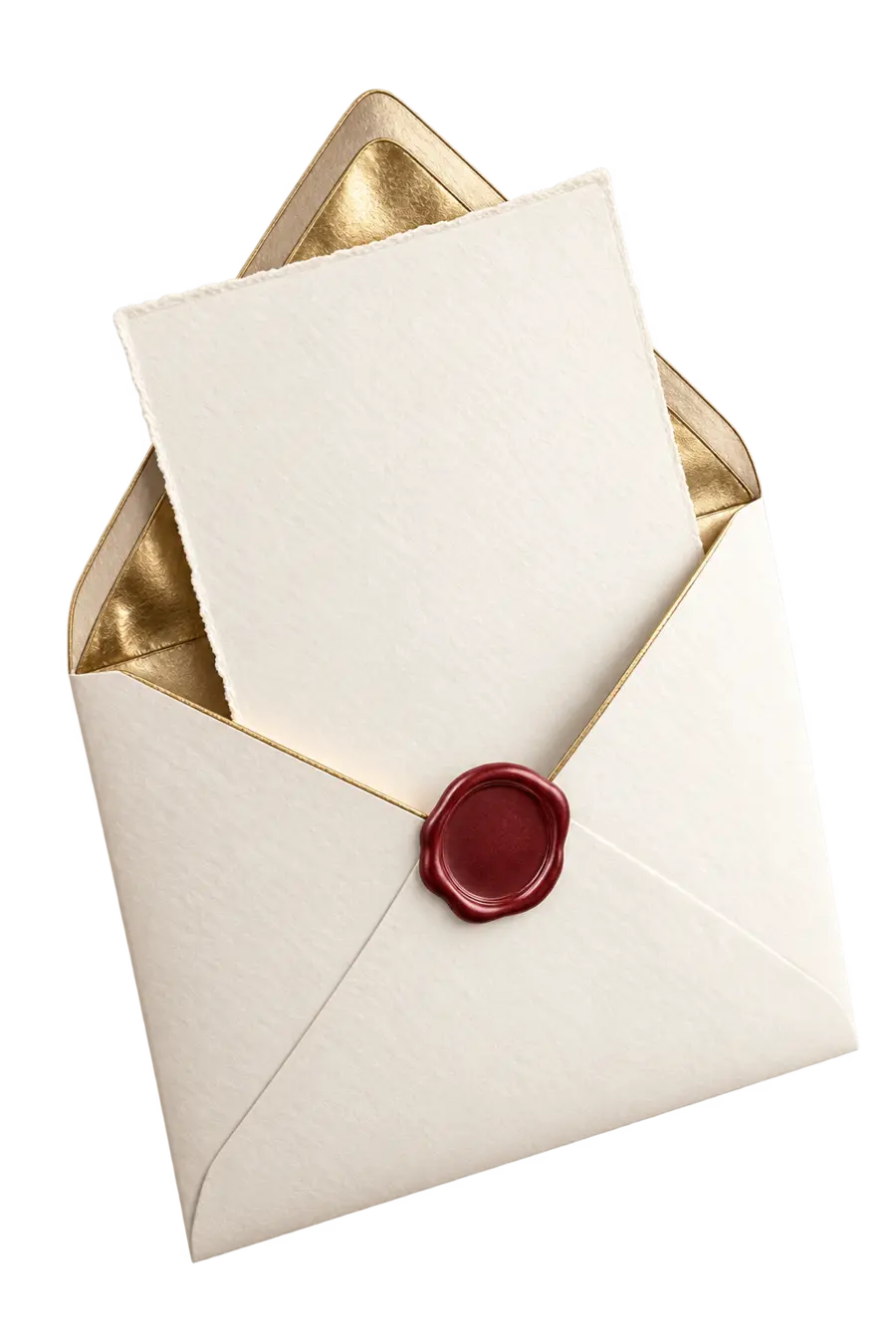 Ivory digital envelope with a burgundy wax seal